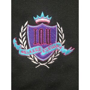 IOU Sweatshirt Embroidered Crest Turtle Neck Black White Pink L Vintage 90s